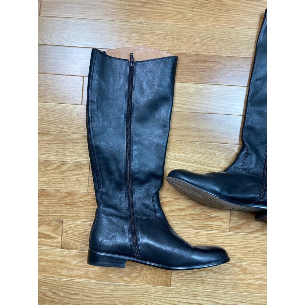*Corso Cormo Tall Riding Boots Womens 6 Black Leather Tall Zip Low Block Heel - Picture 7 of 11